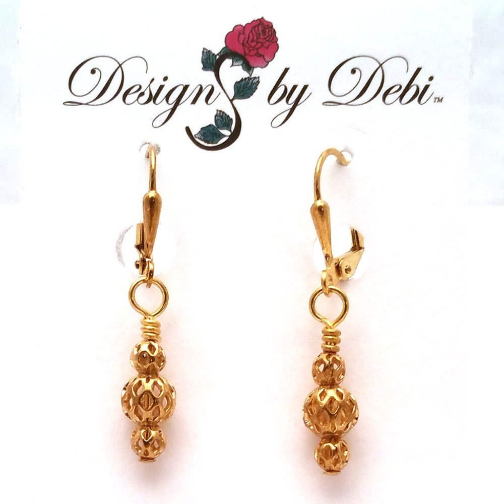 3/$25 Stacked Gold Filigree Leverback Earrings